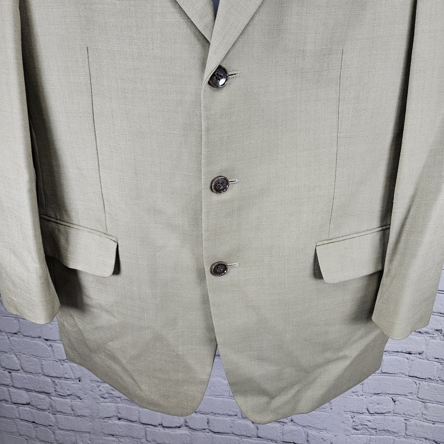 Jones New York Tan Wool Silk Sharkskin 3 Button Ventless Blazer Sport Coat 42R