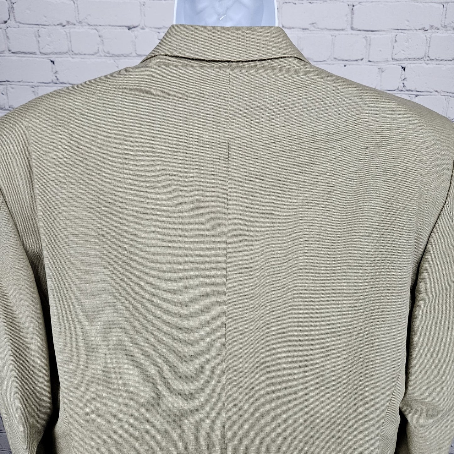 Jones New York Tan Wool Silk Sharkskin 3 Button Ventless Blazer Sport Coat 42R