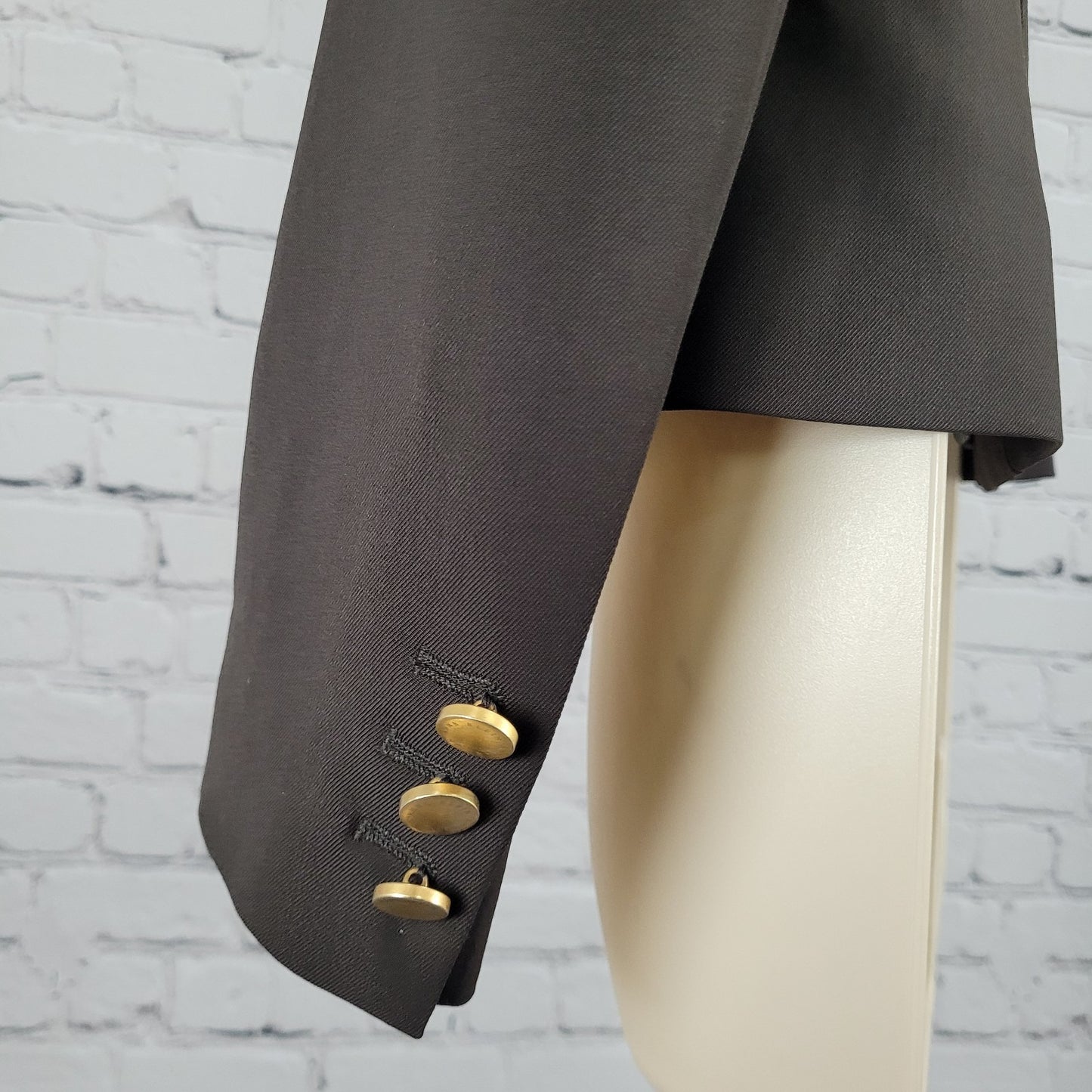 Anne Klein Brown 2 Gold Button Ventless Notch Lined Blazer Suit Jacket Size 0