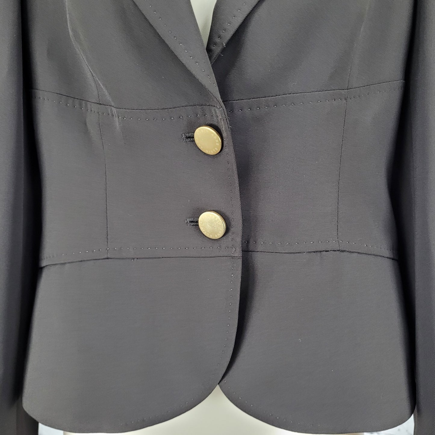 Anne Klein Brown 2 Gold Button Ventless Notch Lined Blazer Suit Jacket Size 0