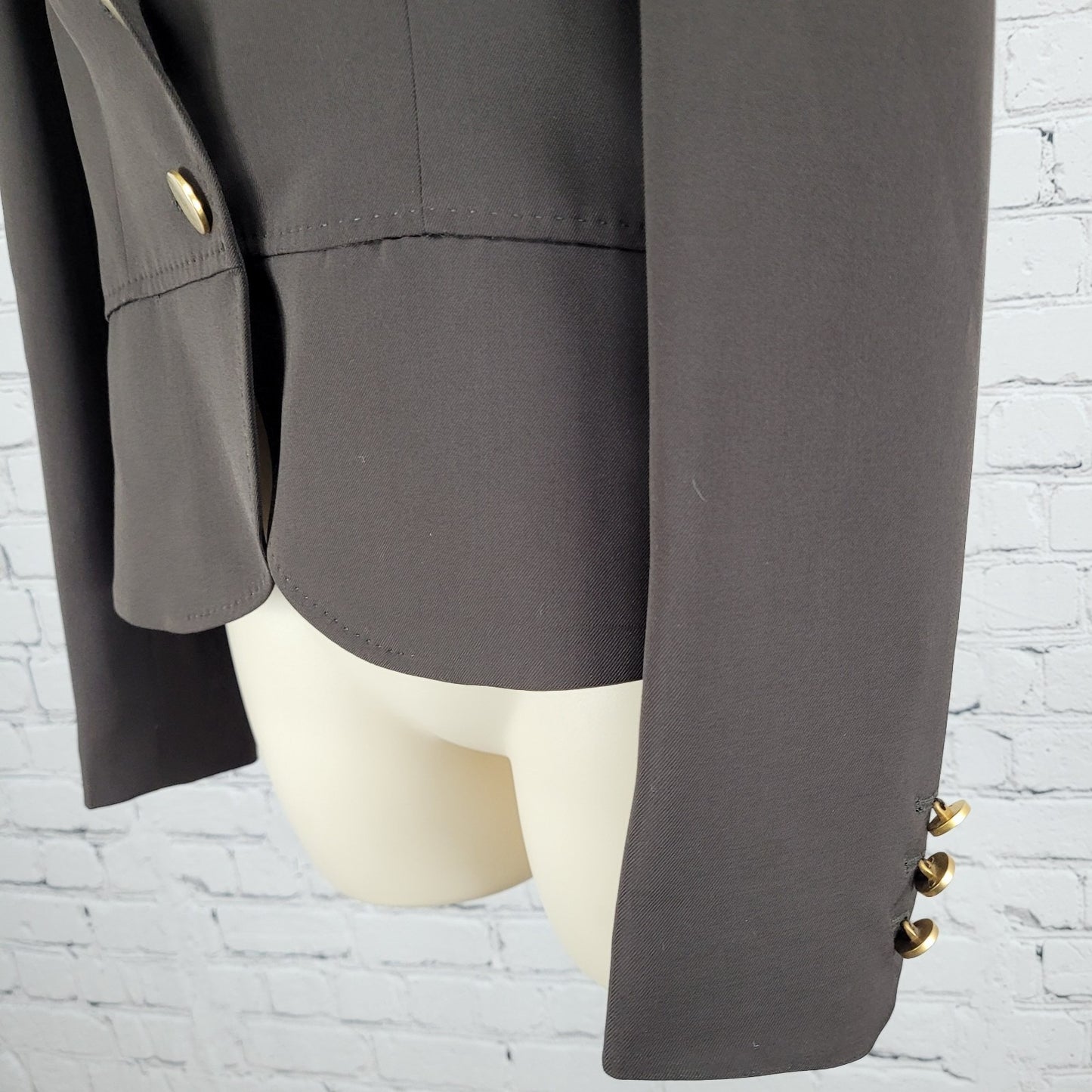 Anne Klein Brown 2 Gold Button Ventless Notch Lined Blazer Suit Jacket Size 0