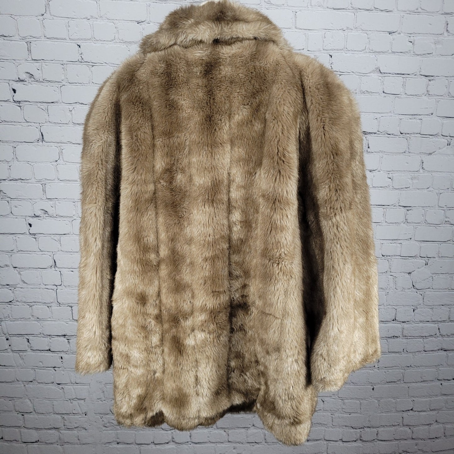 VTG Style VI Ltd Brown Faux Fur Hook & Loop Pockets Collared Lined Coat USA 18