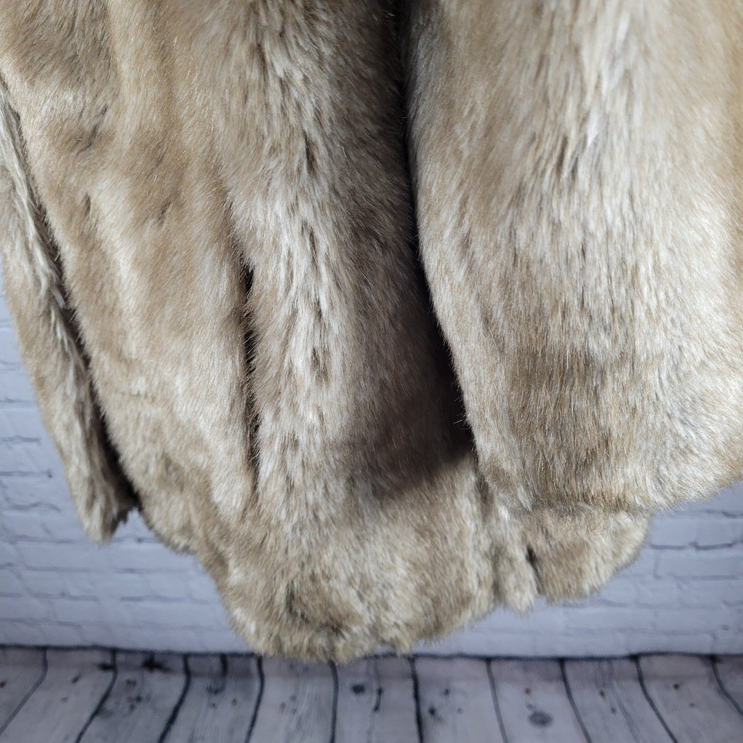 VTG Style VI Ltd Brown Faux Fur Hook & Loop Pockets Collared Lined Coat USA 18