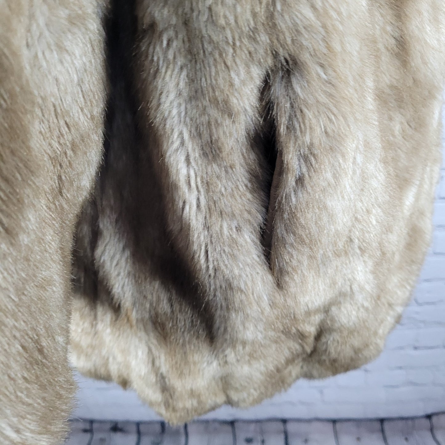 VTG Style VI Ltd Brown Faux Fur Hook & Loop Pockets Collared Lined Coat USA 18