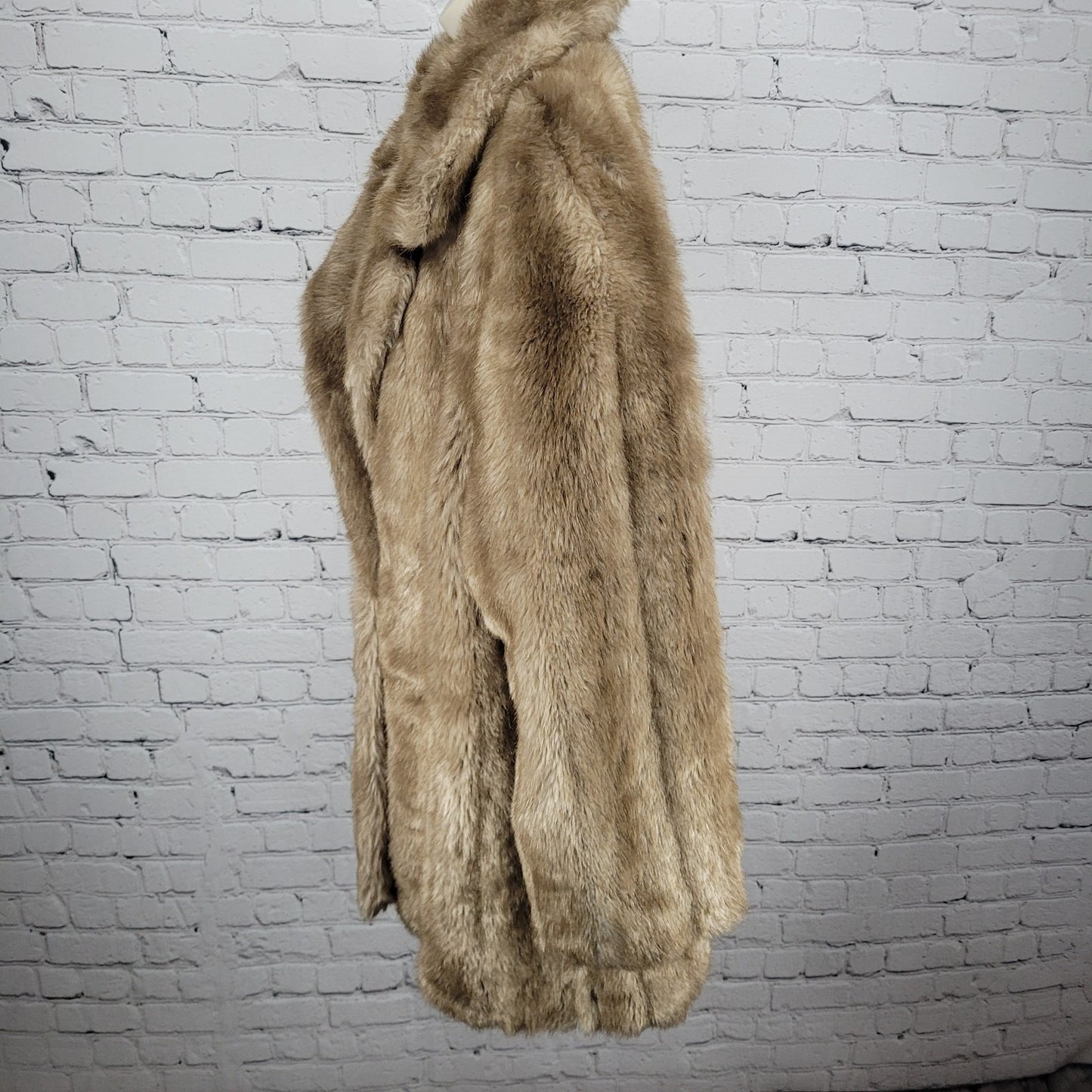 VTG Style VI Ltd Brown Faux Fur Hook & Loop Pockets Collared Lined Coat USA 18