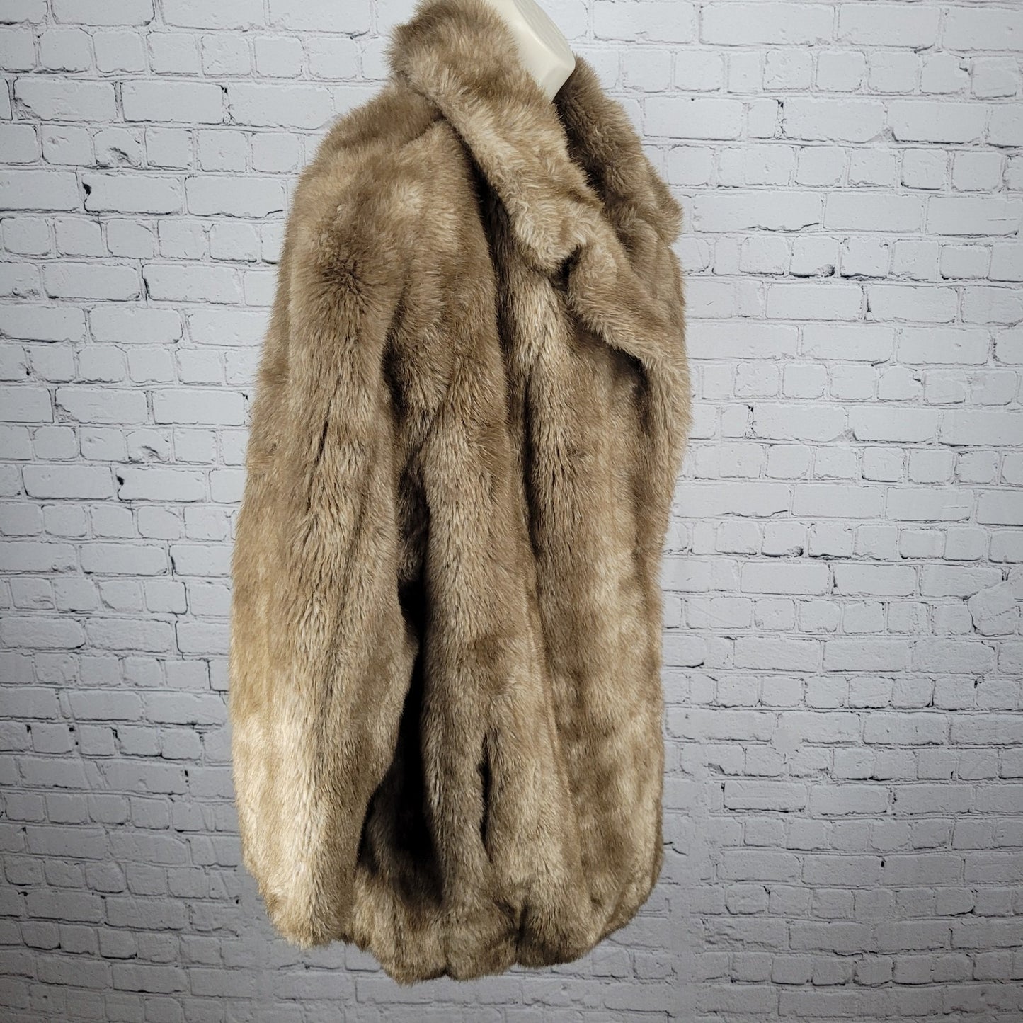 VTG Style VI Ltd Brown Faux Fur Hook & Loop Pockets Collared Lined Coat USA 18