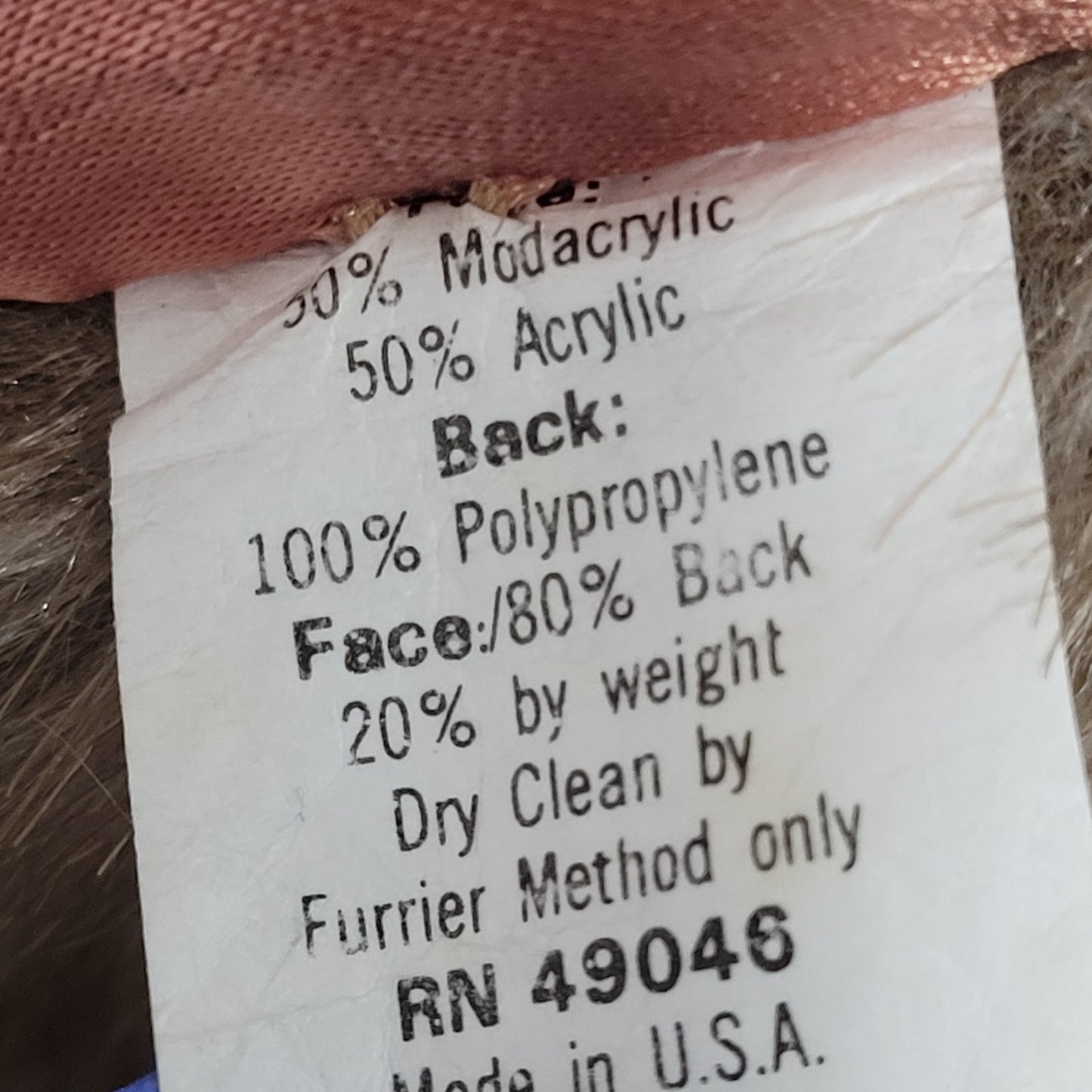 VTG Style VI Ltd Brown Faux Fur Hook & Loop Pockets Collared Lined Coat USA 18