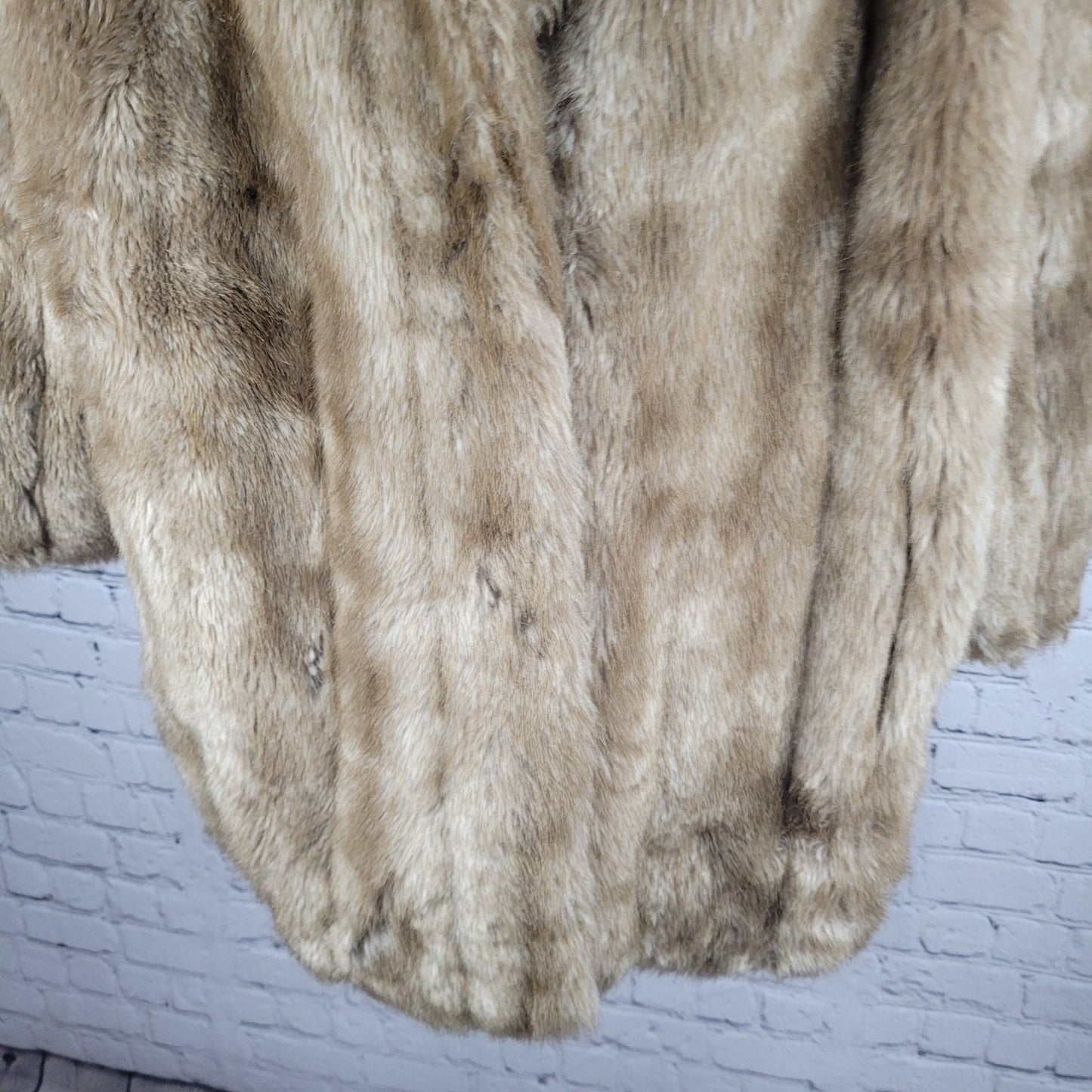 VTG Style VI Ltd Brown Faux Fur Hook & Loop Pockets Collared Lined Coat USA 18