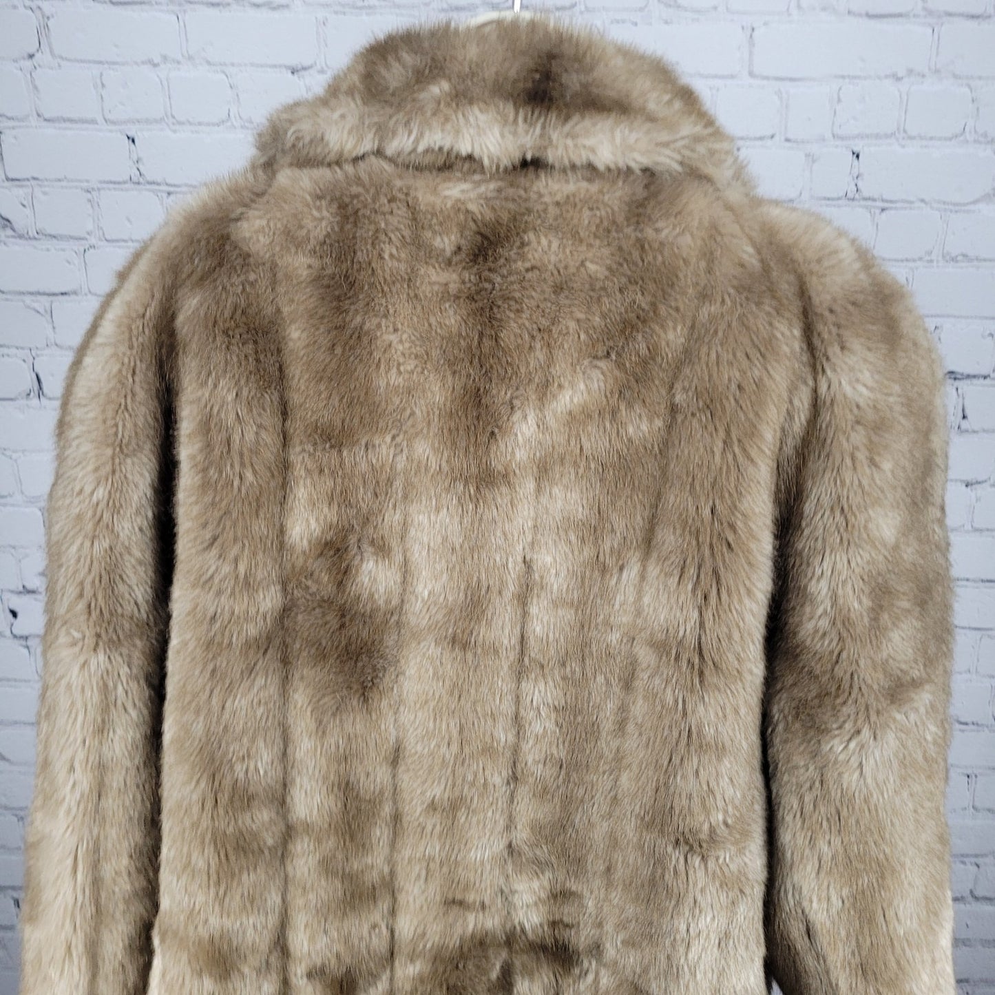 VTG Style VI Ltd Brown Faux Fur Hook & Loop Pockets Collared Lined Coat USA 18