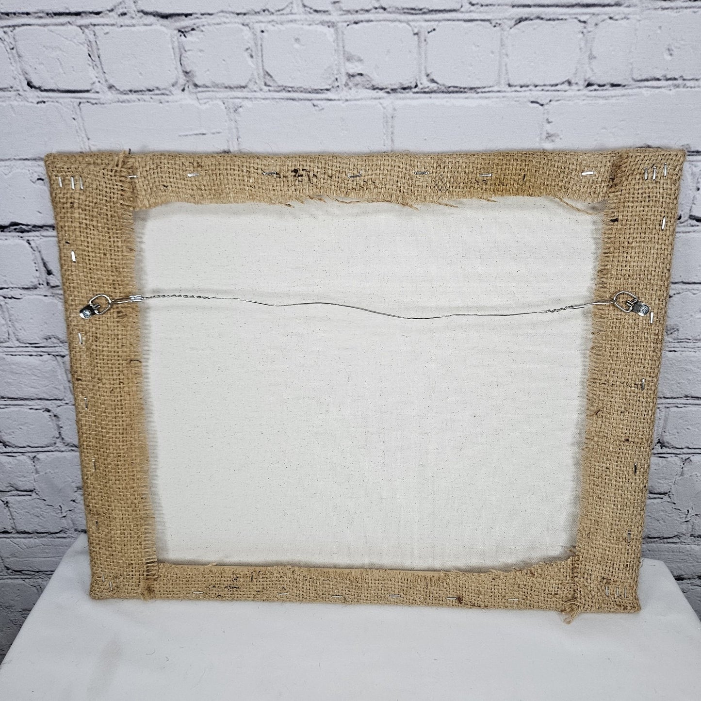 Sol & Cafe Coffee Authentic Burlap Sack Wrapped Canvas Wood Framed Art 16x20