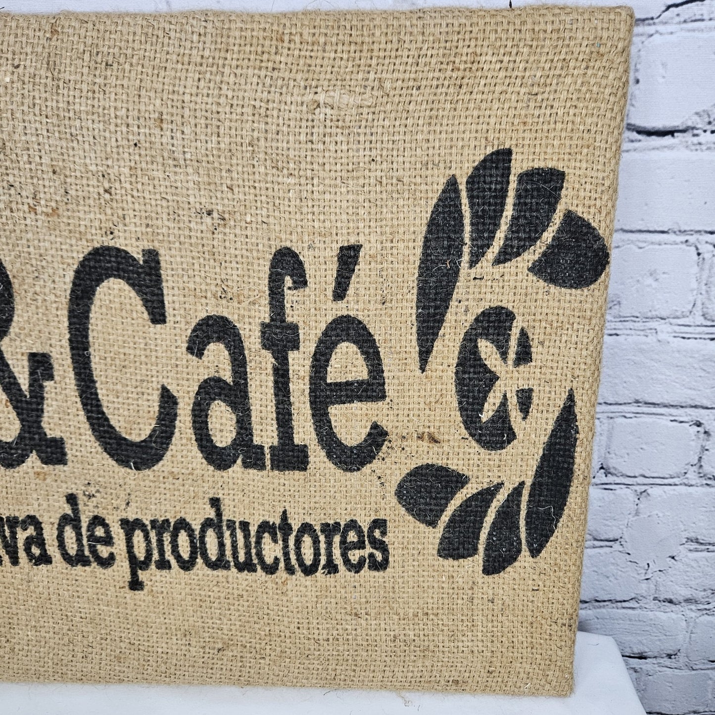 Sol & Cafe Coffee Authentic Burlap Sack Wrapped Canvas Wood Framed Art 16x20