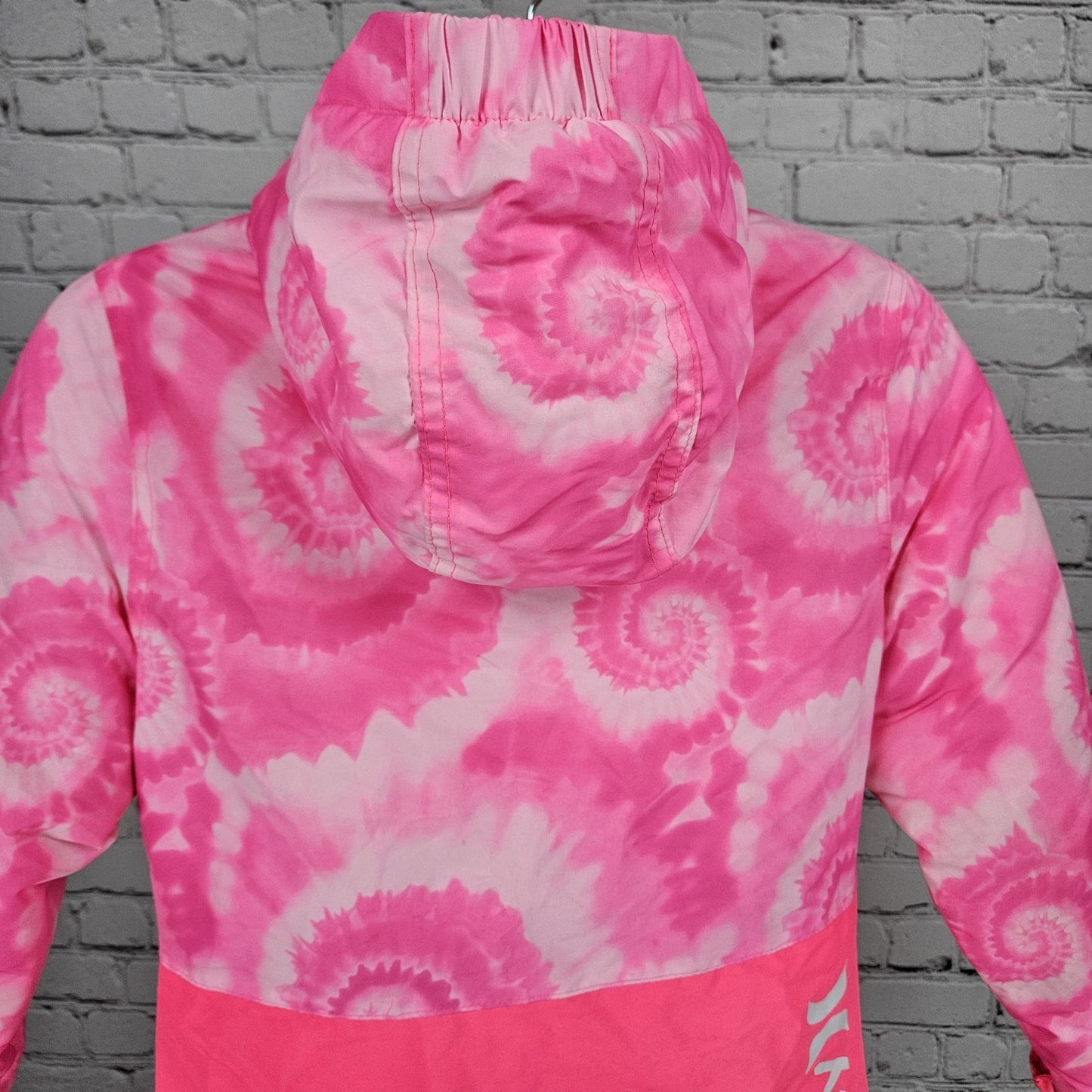 Hurley Pink Swirl Hooded Fleece Lined Insulated Full Zip Jacket 7/8