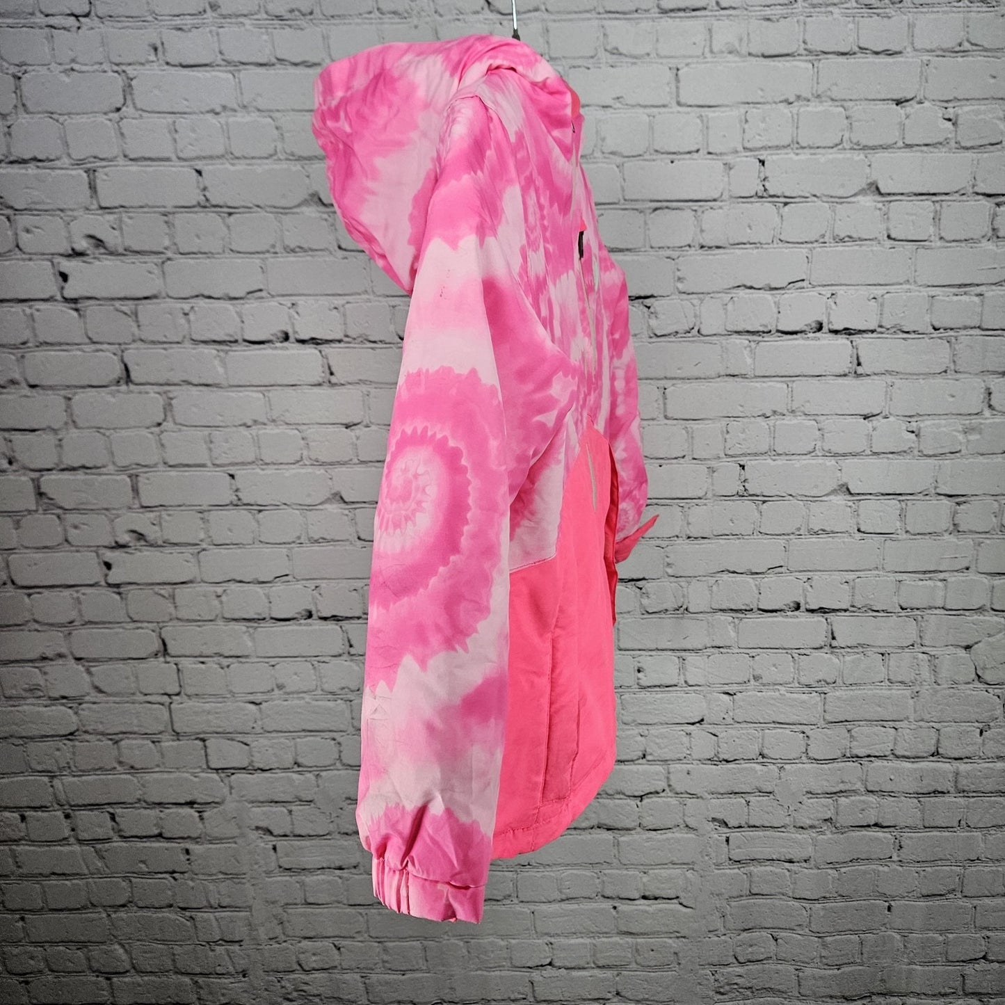 Hurley Pink Swirl Hooded Fleece Lined Insulated Full Zip Jacket 7/8