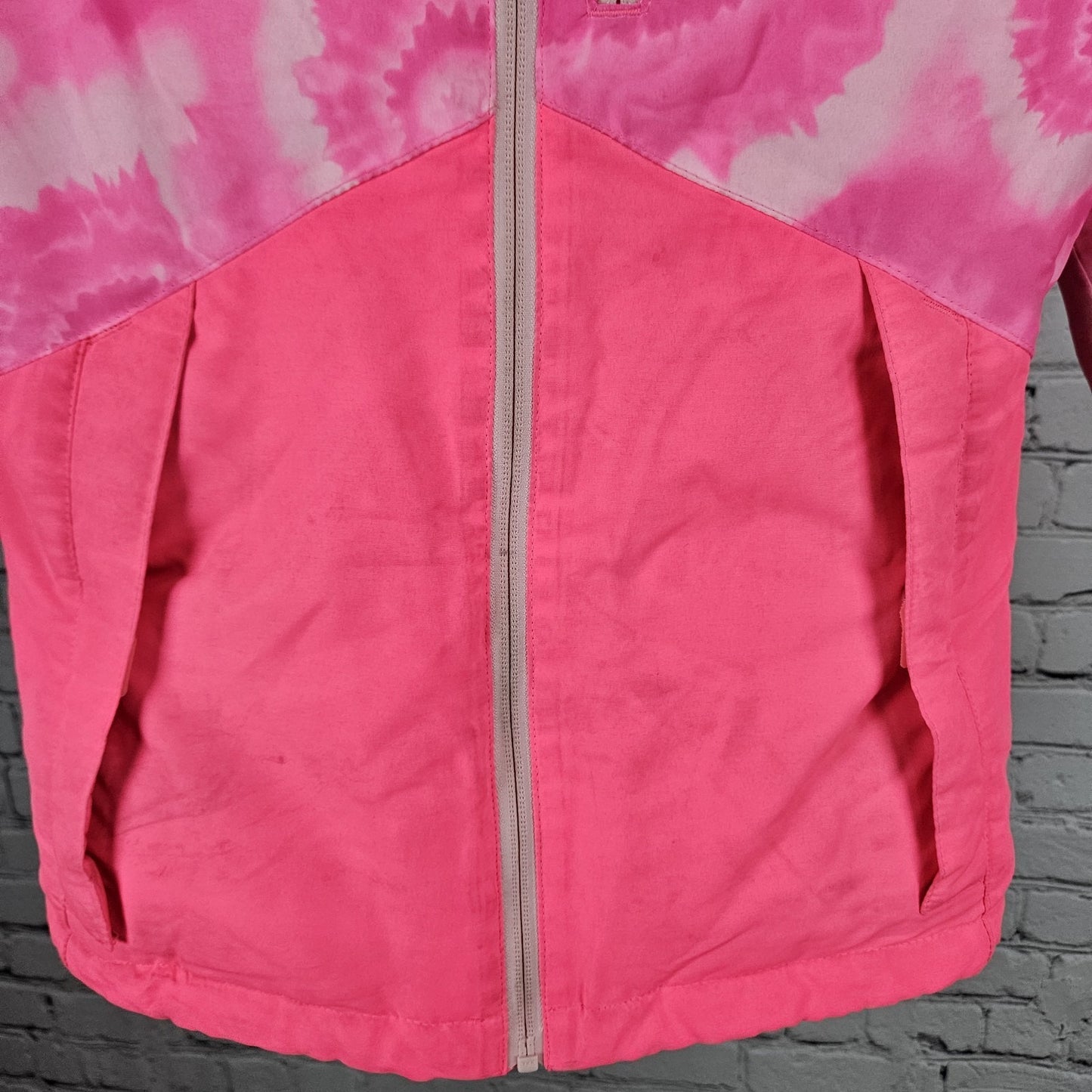 Hurley Pink Swirl Hooded Fleece Lined Insulated Full Zip Jacket 7/8