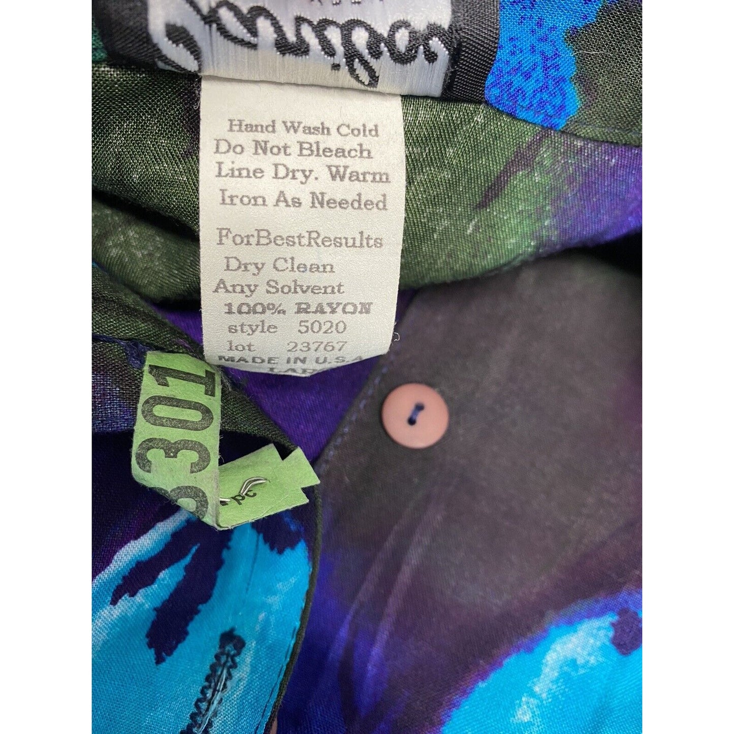 VTG Caribou New York Two Piece Blue Purple Green Pants Sleeveless Top Womens L