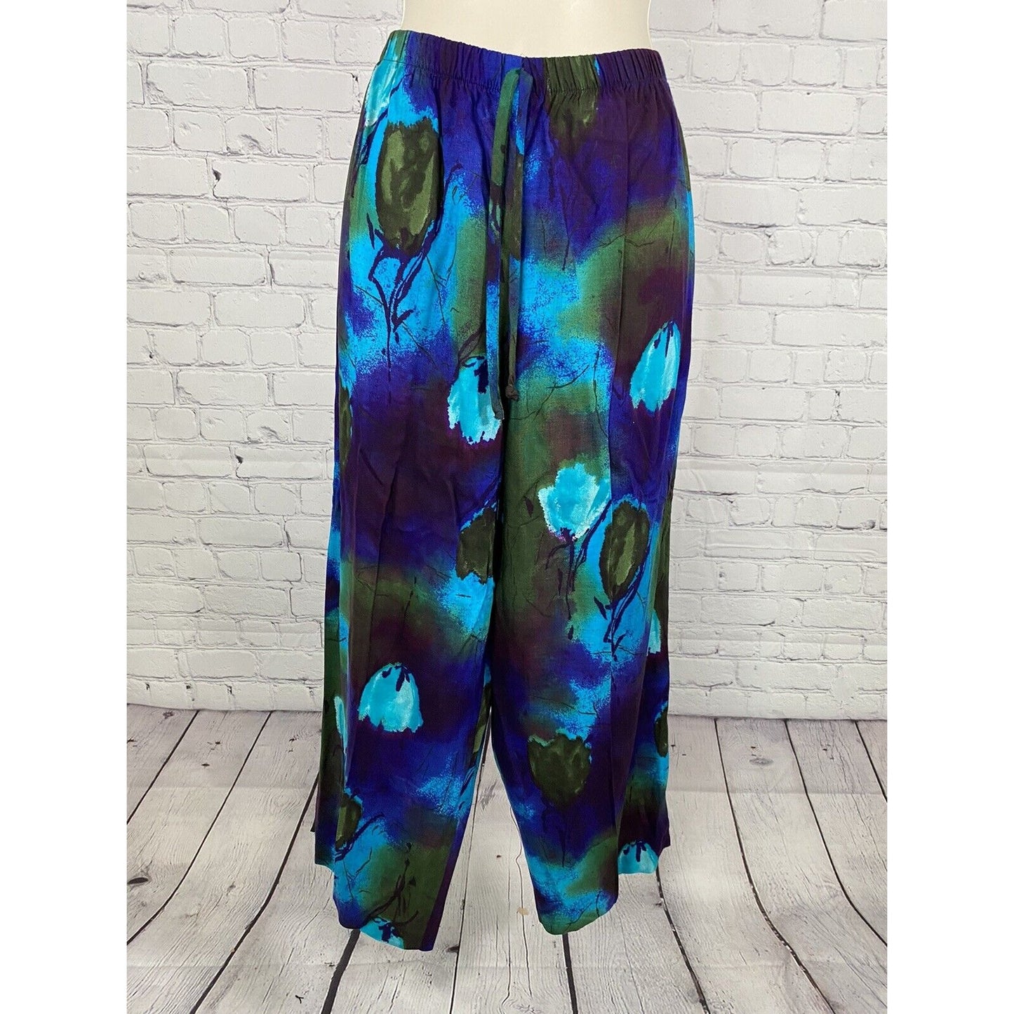 VTG Caribou New York Two Piece Blue Purple Green Pants Sleeveless Top Womens L
