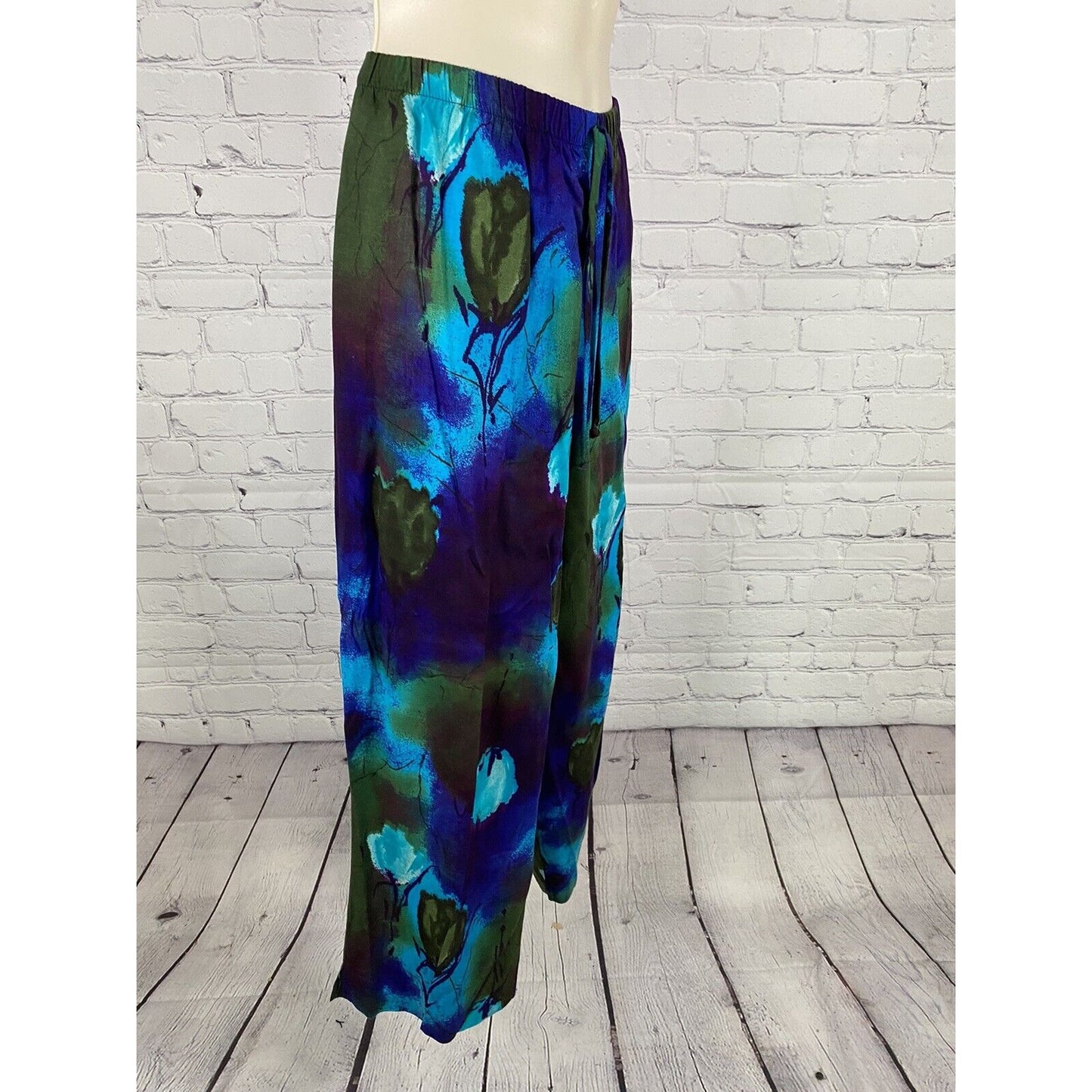 VTG Caribou New York Two Piece Blue Purple Green Pants Sleeveless Top Womens L