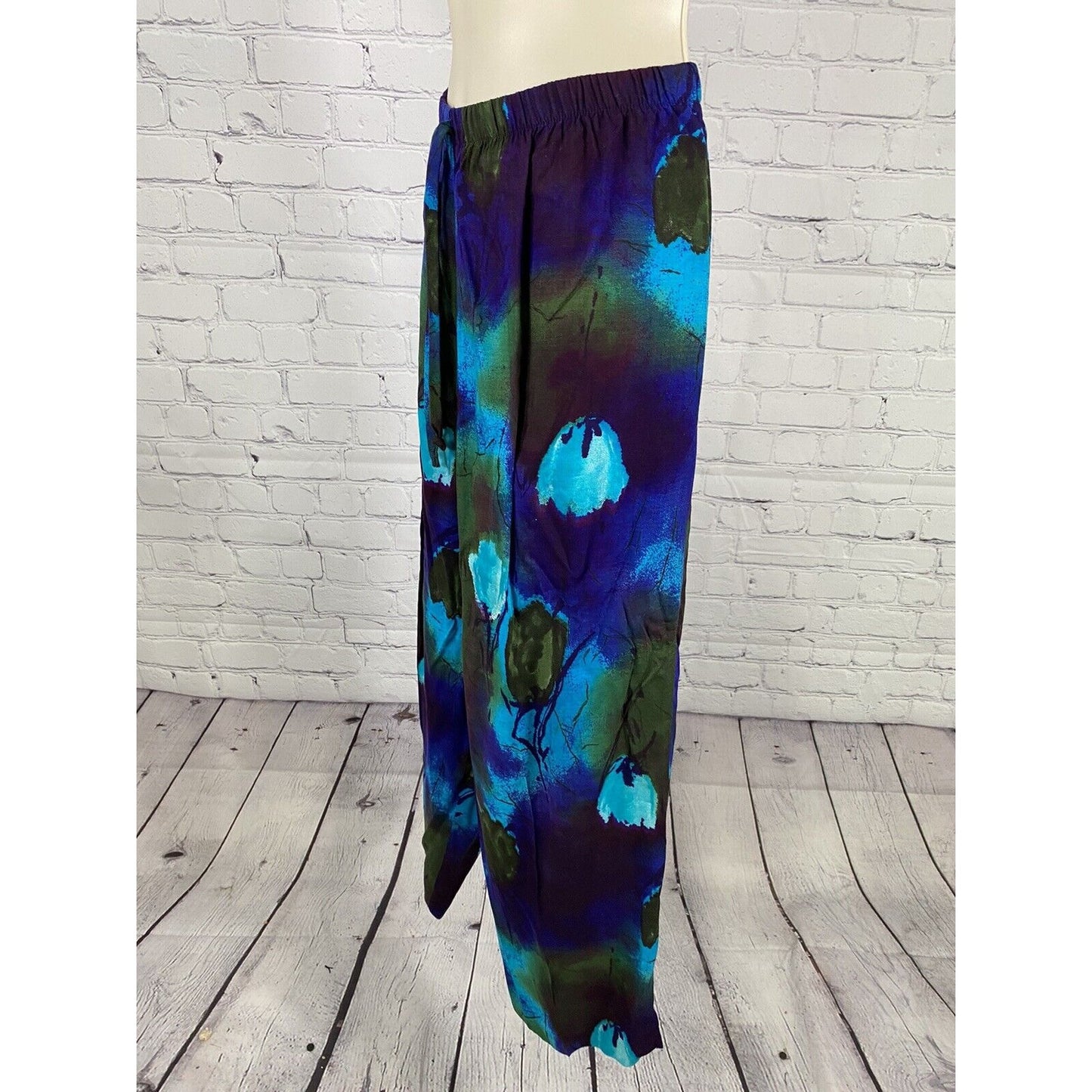 VTG Caribou New York Two Piece Blue Purple Green Pants Sleeveless Top Womens L
