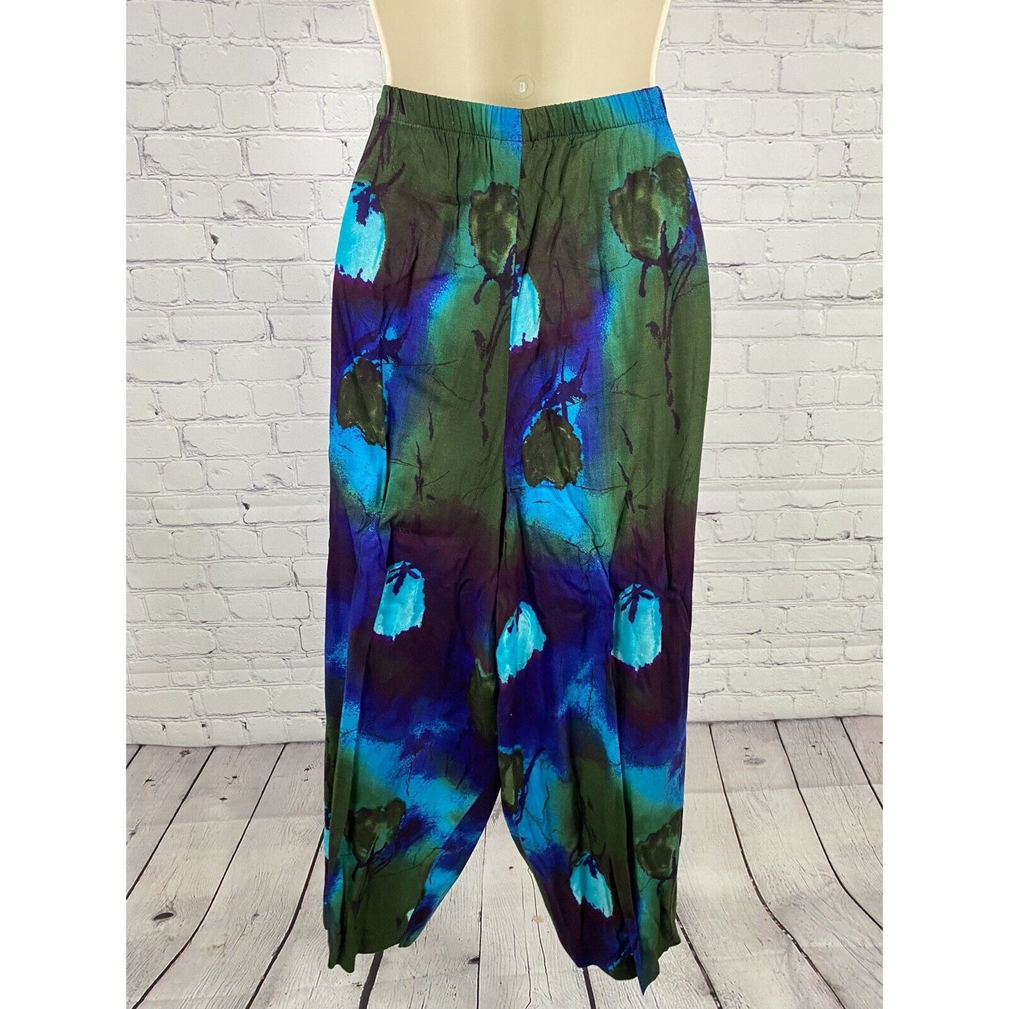 VTG Caribou New York Two Piece Blue Purple Green Pants Sleeveless Top Womens L