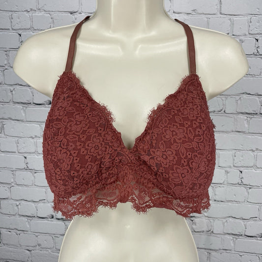 Aerie Muted Red Floral Lace Padded Racerback Lightweight Bralette Size XL