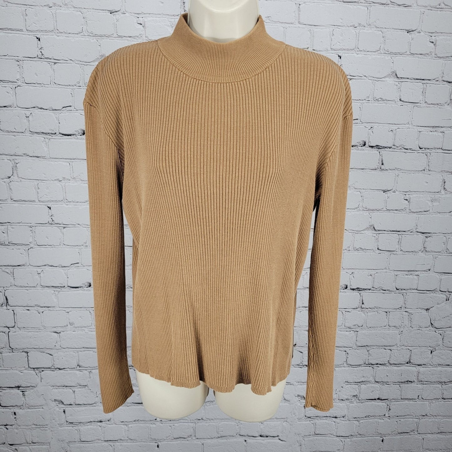 Coldwater Creek Brown Silk Cotton Long Sleeve Pullover Sweater Size Medium M