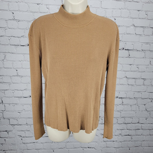 Coldwater Creek Brown Silk Cotton Long Sleeve Pullover Sweater Size Medium M