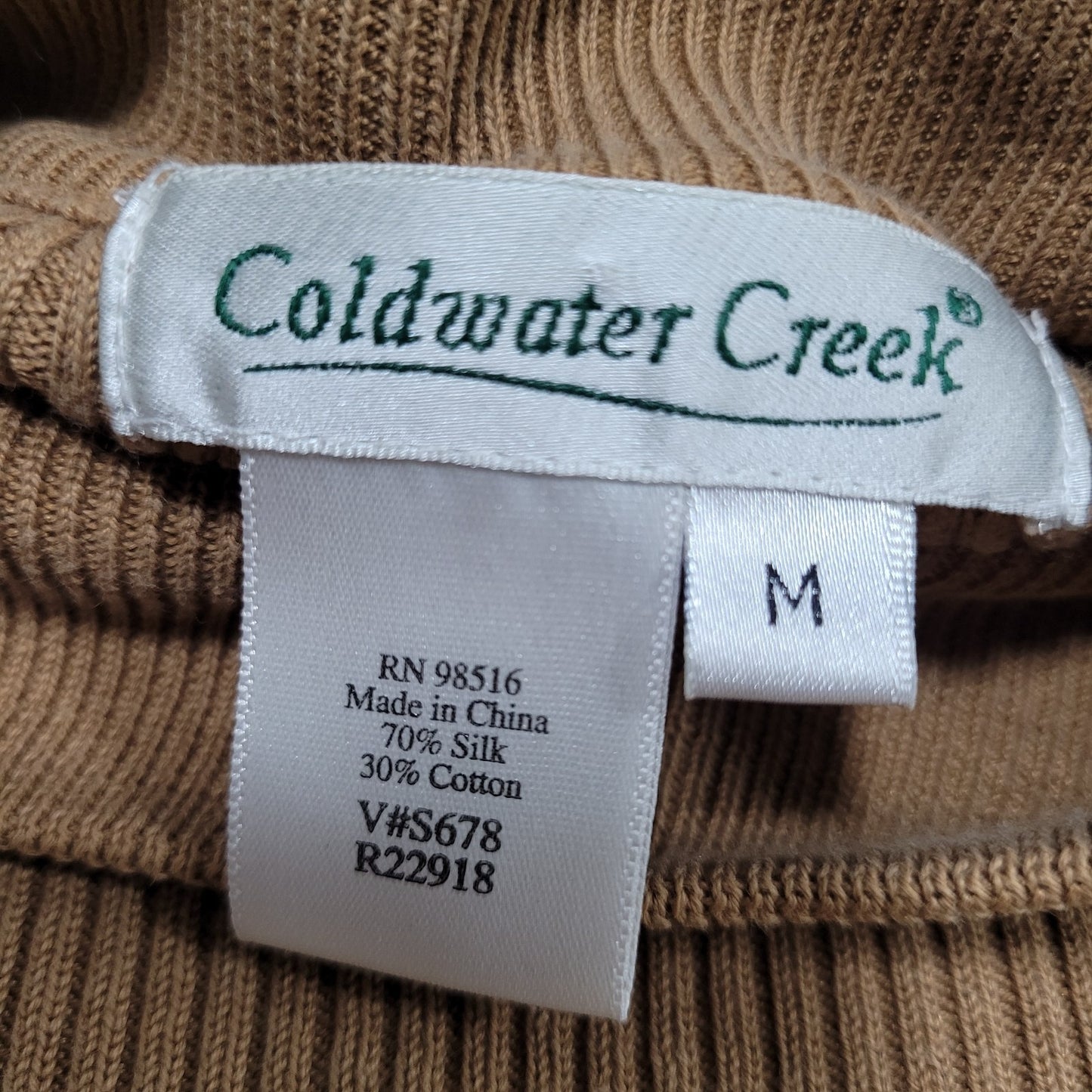 Coldwater Creek Brown Silk Cotton Long Sleeve Pullover Sweater Size Medium M