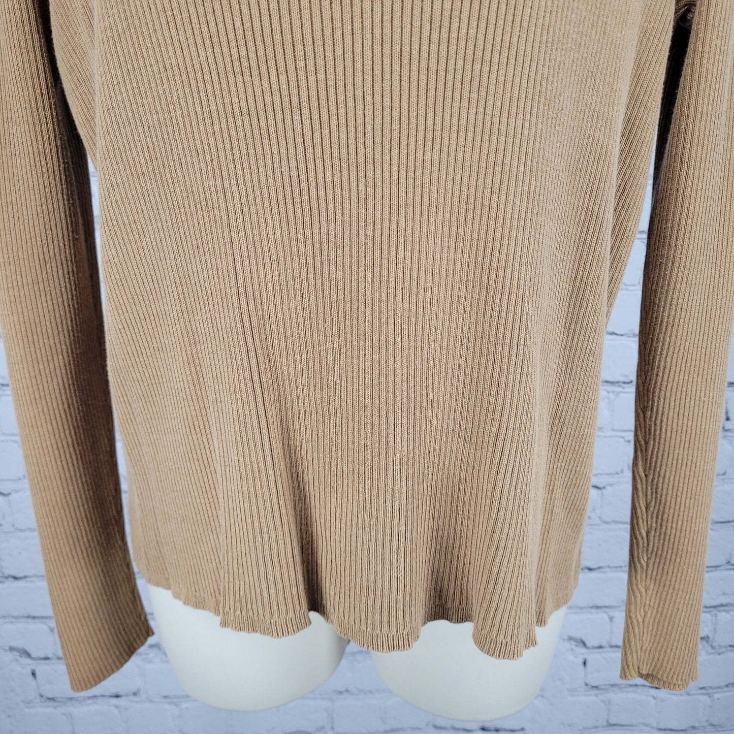Coldwater Creek Brown Silk Cotton Long Sleeve Pullover Sweater Size Medium M