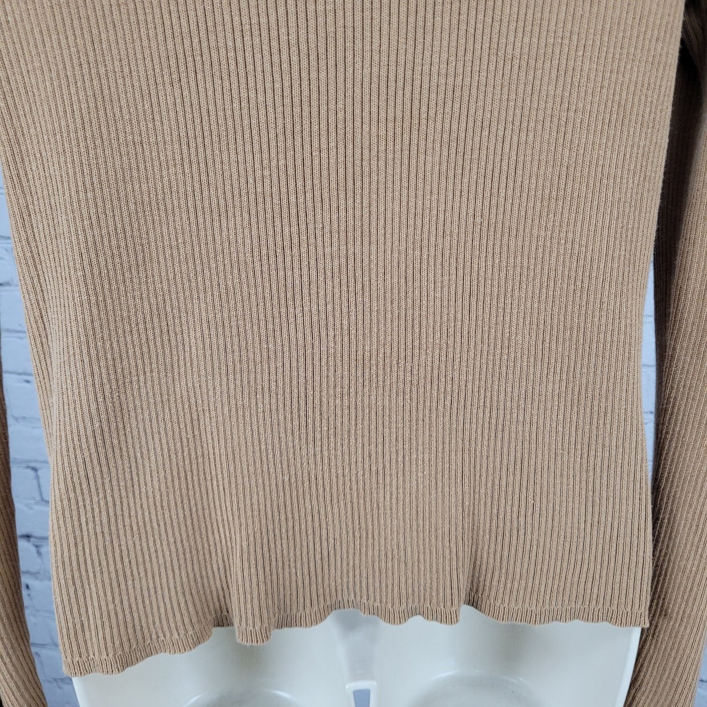 Coldwater Creek Brown Silk Cotton Long Sleeve Pullover Sweater Size Medium M