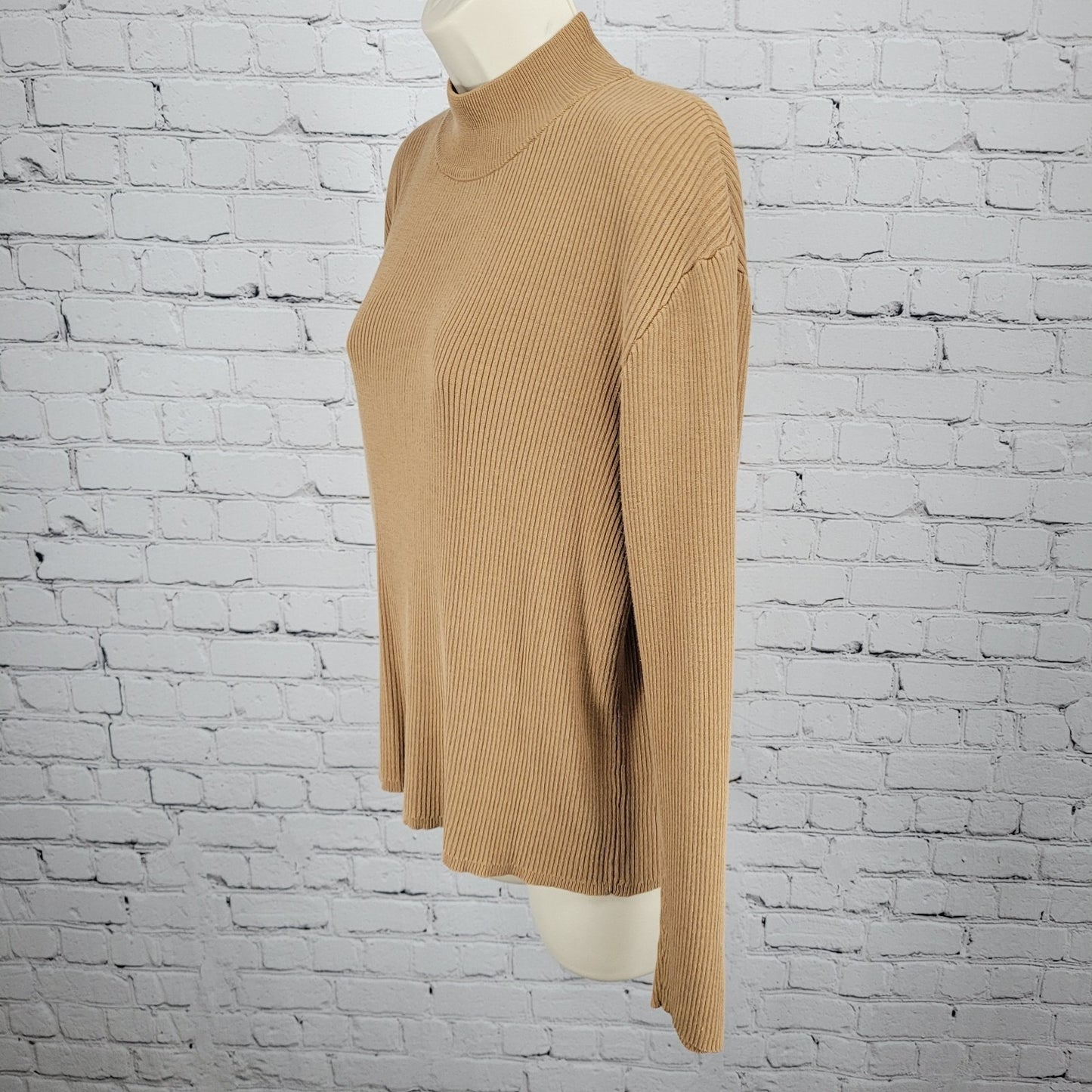 Coldwater Creek Brown Silk Cotton Long Sleeve Pullover Sweater Size Medium M
