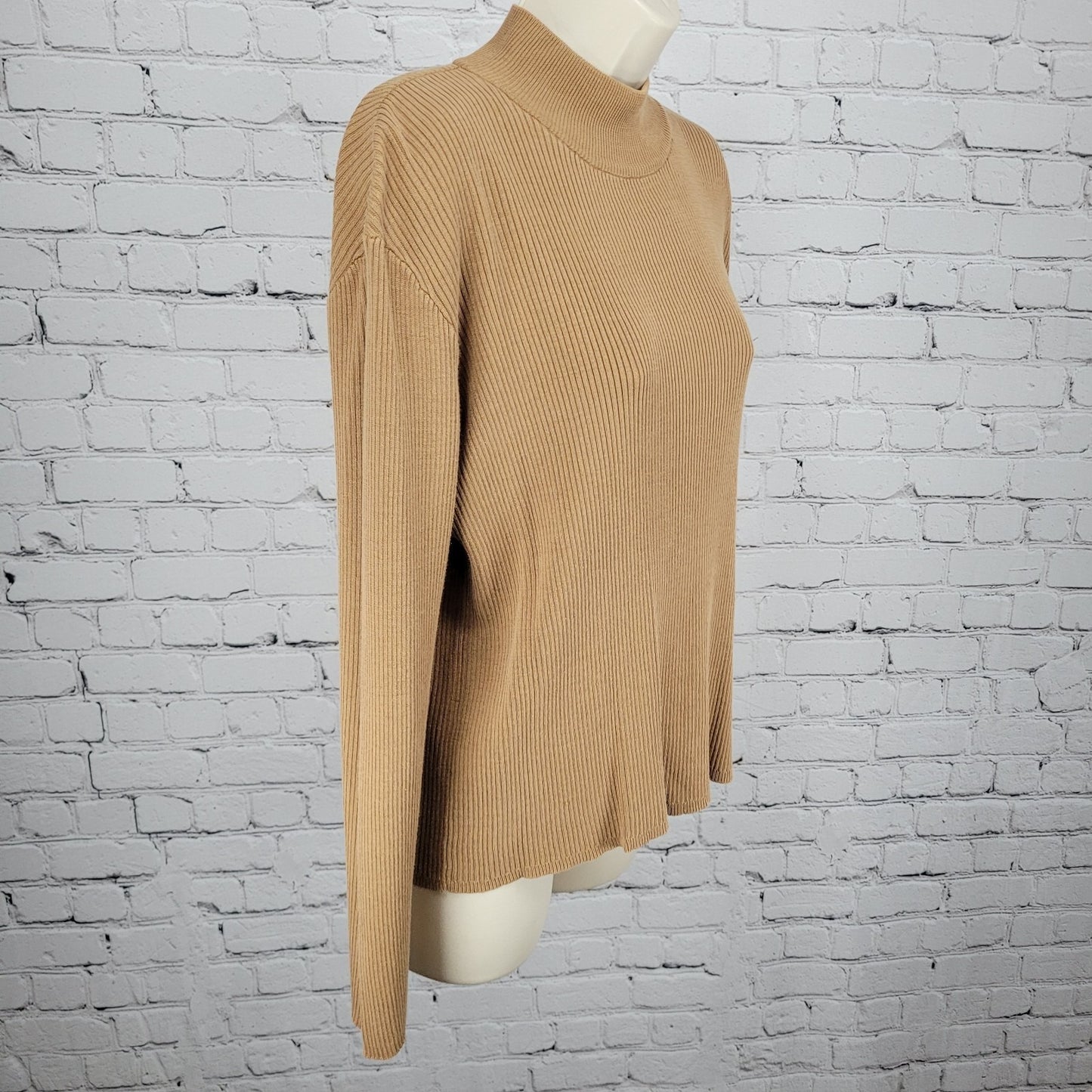 Coldwater Creek Brown Silk Cotton Long Sleeve Pullover Sweater Size Medium M