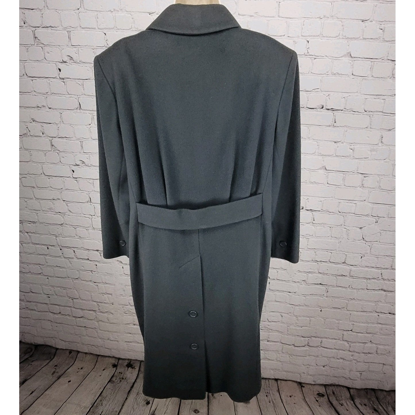 VTG Glenbrooke Grey Pure New Wool Double Breasted Pockets Lined Pea Coat USA 10