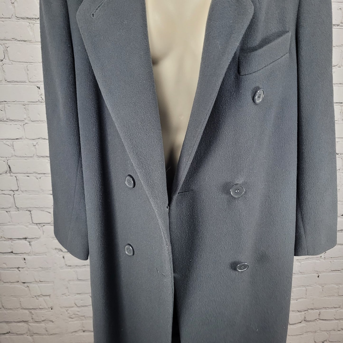 VTG Glenbrooke Grey Pure New Wool Double Breasted Pockets Lined Pea Coat USA 10
