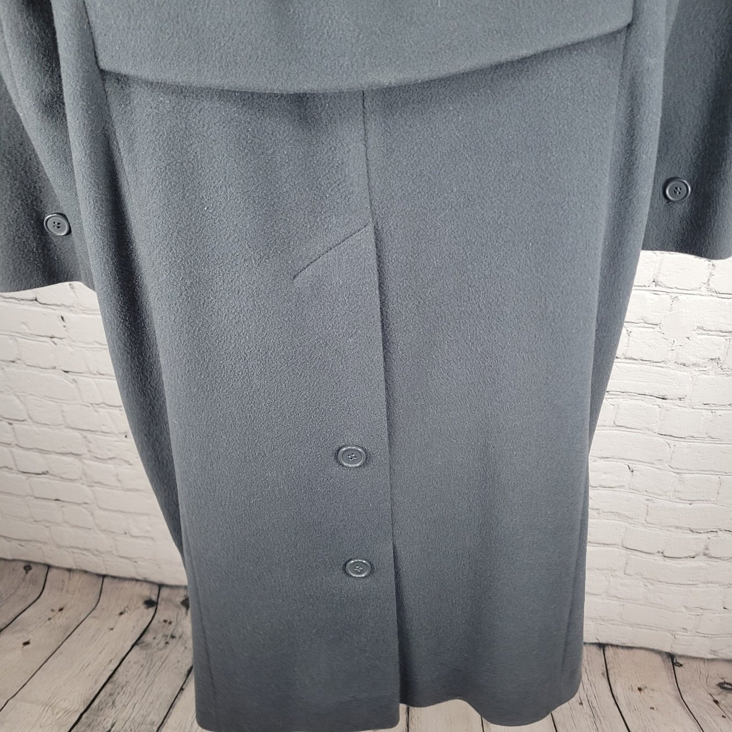 VTG Glenbrooke Grey Pure New Wool Double Breasted Pockets Lined Pea Coat USA 10