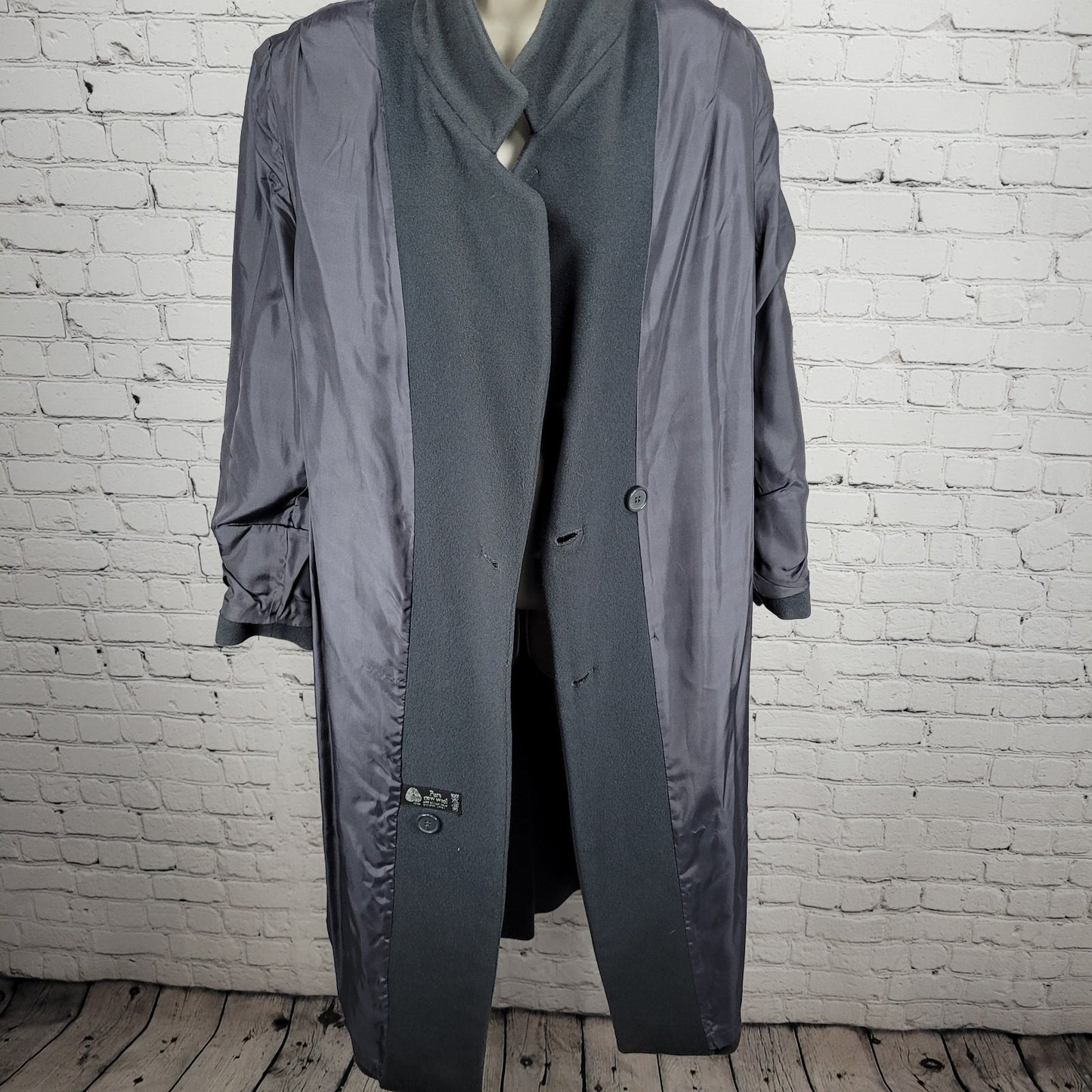 VTG Glenbrooke Grey Pure New Wool Double Breasted Pockets Lined Pea Coat USA 10