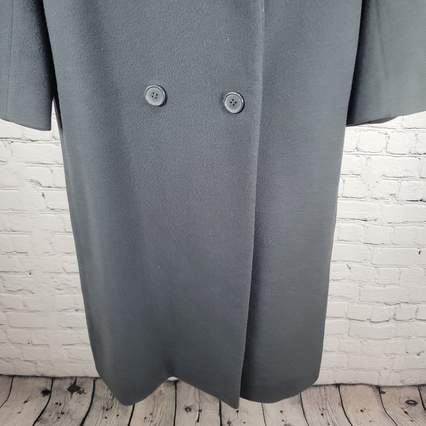 VTG Glenbrooke Grey Pure New Wool Double Breasted Pockets Lined Pea Coat USA 10