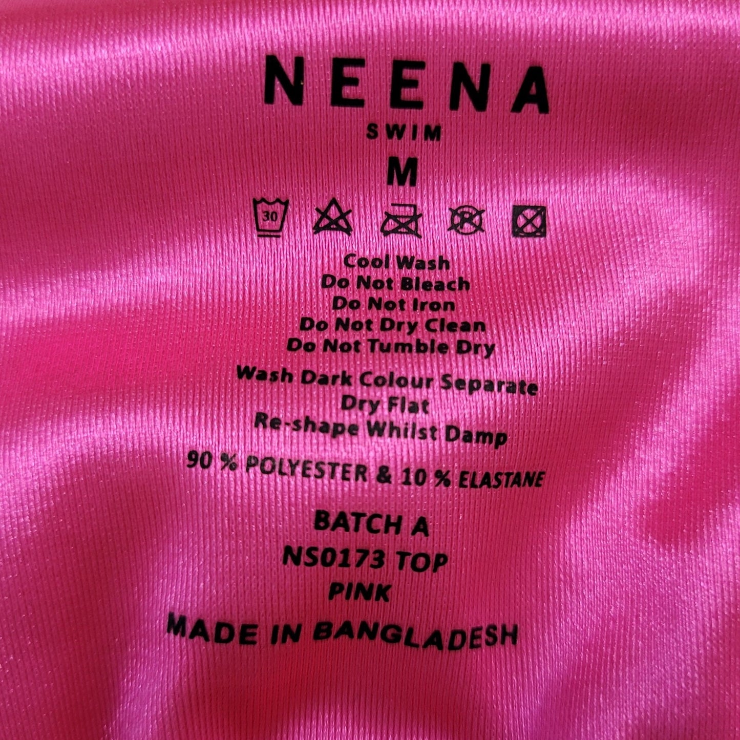 Neena Swim Pink Metallic Back Tie Unpadded Triangle Bikini Top Size Medium M