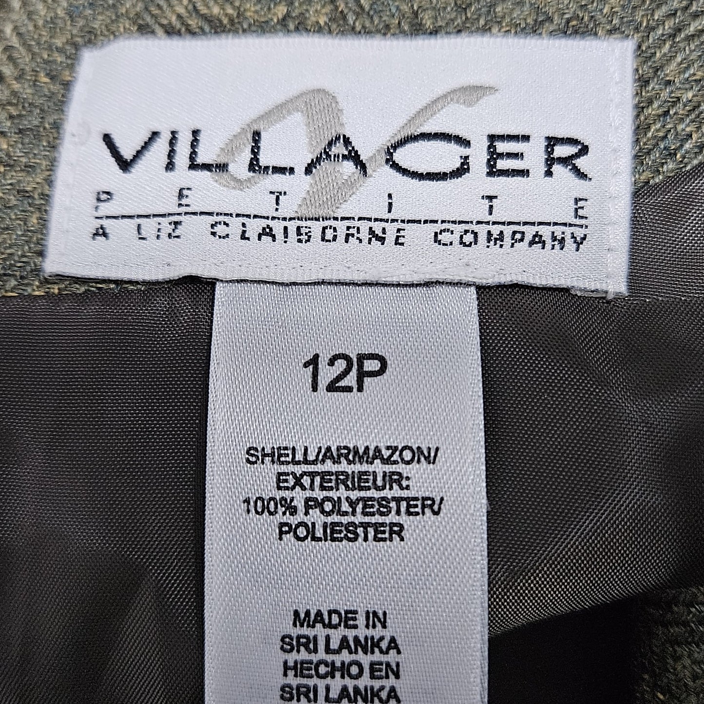 VTG Villager Liz Claiborne Green Herringbone Floral Sheath Lined Midi Dress 12P