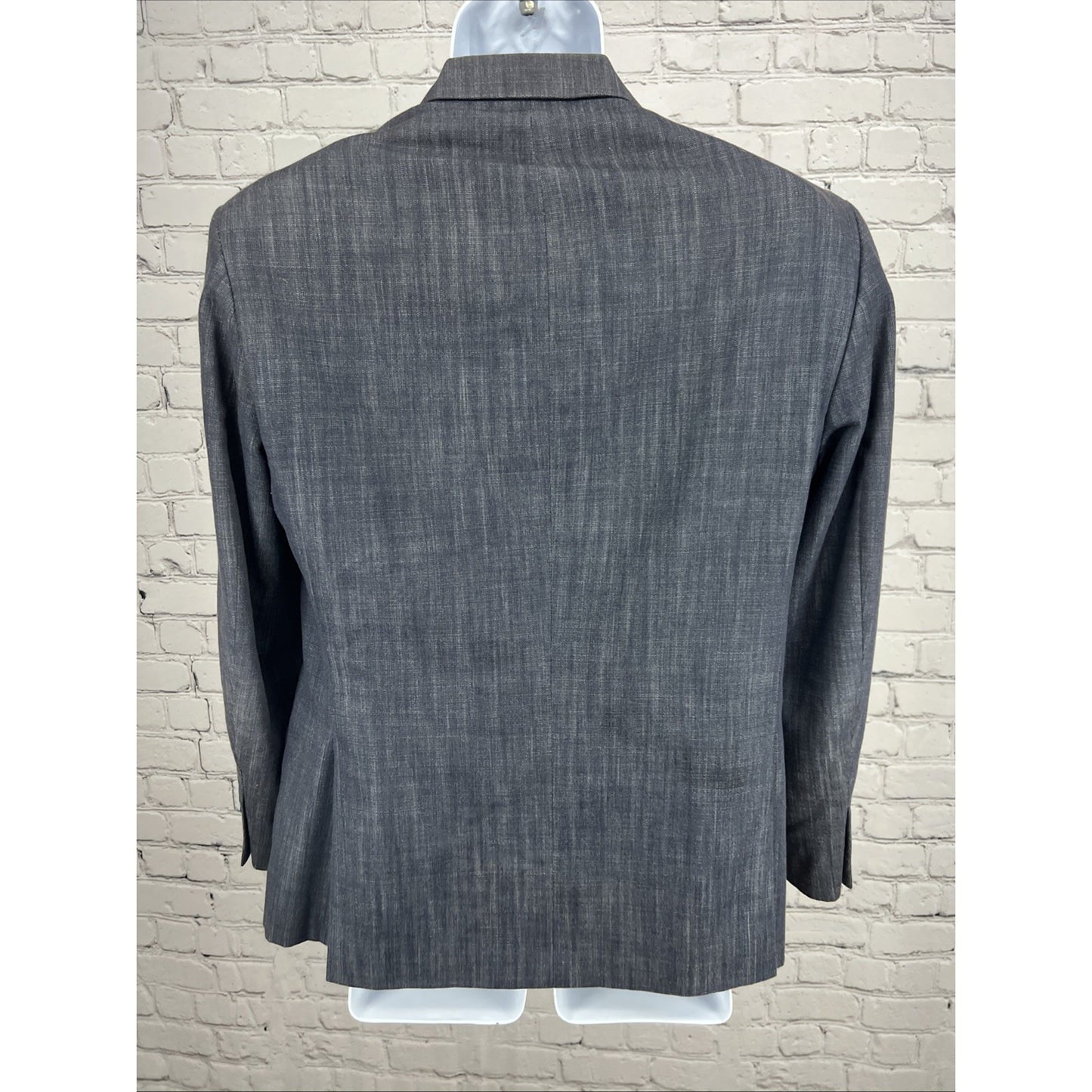 Billy London Grey Blue Cotton Blend 2 Button Double Vent Blazer Sport Coat 38S