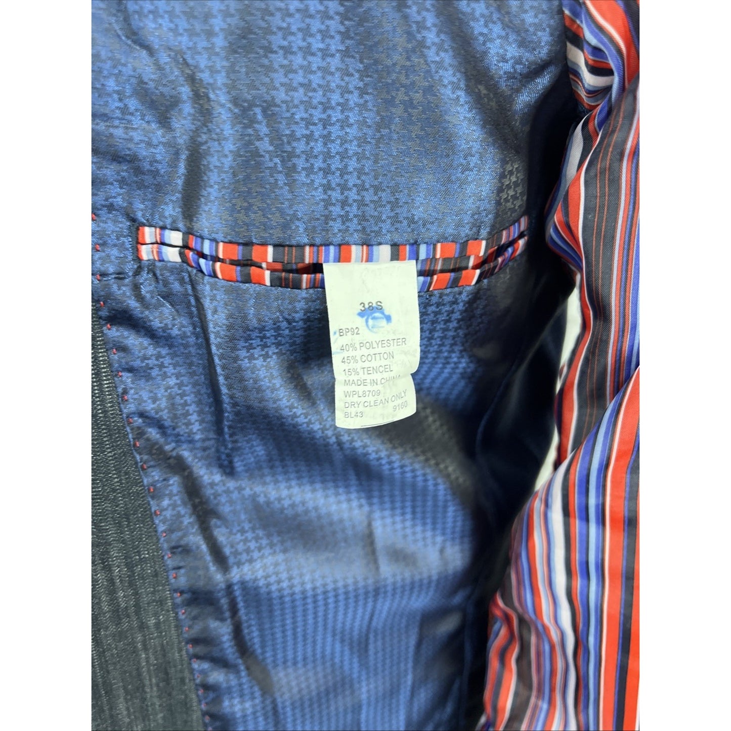 Billy London Grey Blue Cotton Blend 2 Button Double Vent Blazer Sport Coat 38S