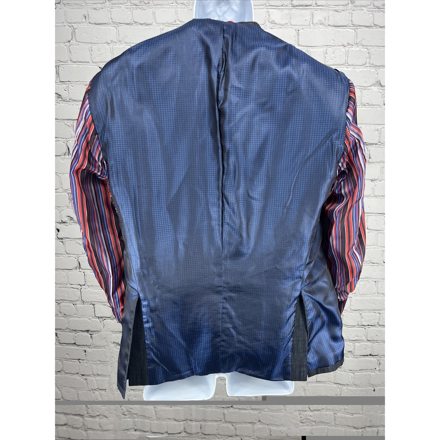 Billy London Grey Blue Cotton Blend 2 Button Double Vent Blazer Sport Coat 38S