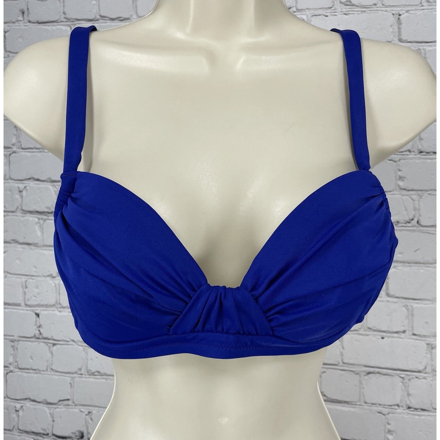J.Crew Blue Ruched Padded Lined Back Closure Swimsuit Bikini Top Size Small S