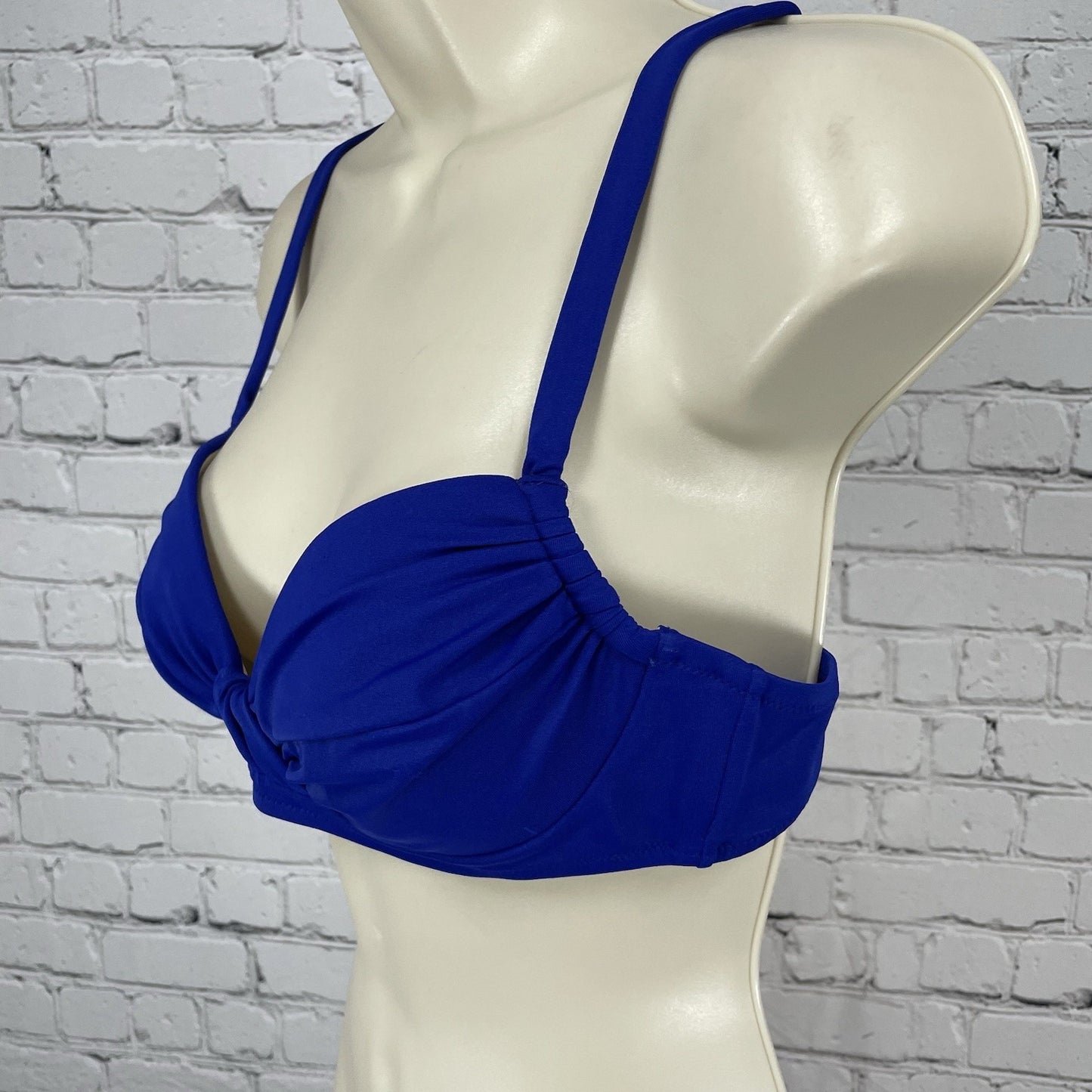 J.Crew Blue Ruched Padded Lined Back Closure Swimsuit Bikini Top Size Small S