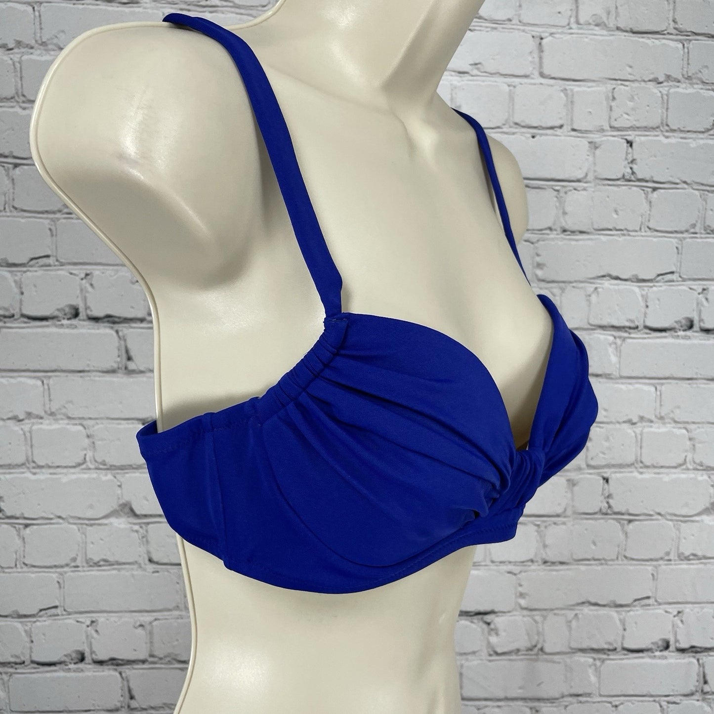 J.Crew Blue Ruched Padded Lined Back Closure Swimsuit Bikini Top Size Small S