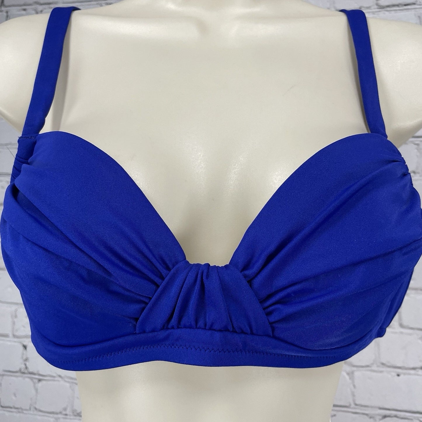 J.Crew Blue Ruched Padded Lined Back Closure Swimsuit Bikini Top Size Small S
