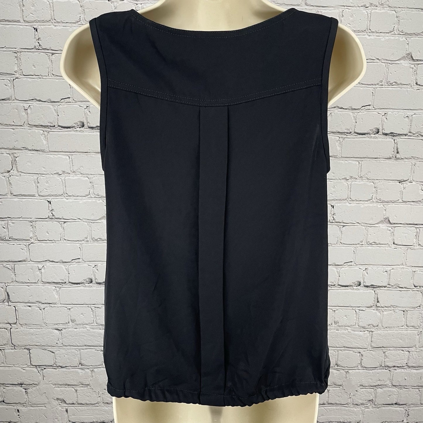 Trina Turk Black Karmandy 1/2 Zipped Pockets USA Sleeveless Tank Top Small S
