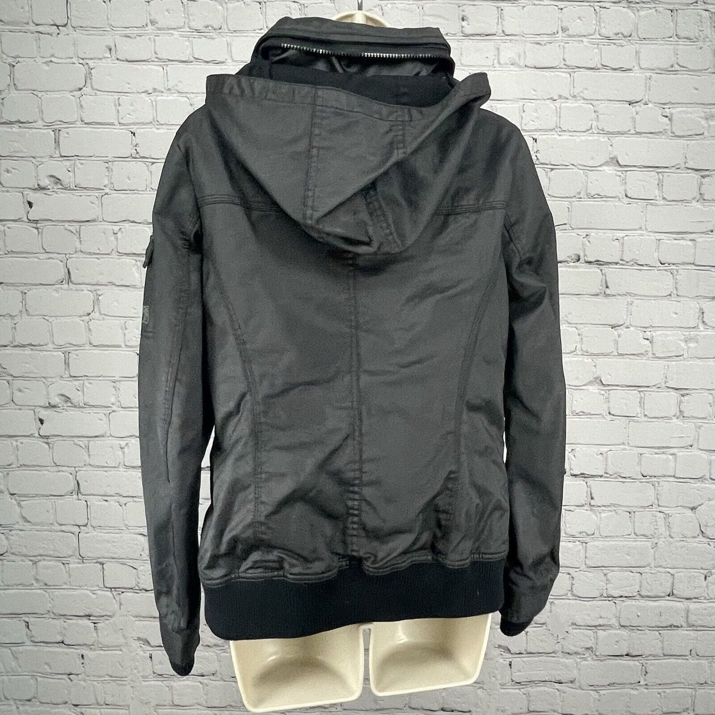 Tom Tailor Denim Black Hamburg 008 Motorcycle Jacket Multi Pocketed Size Medium
