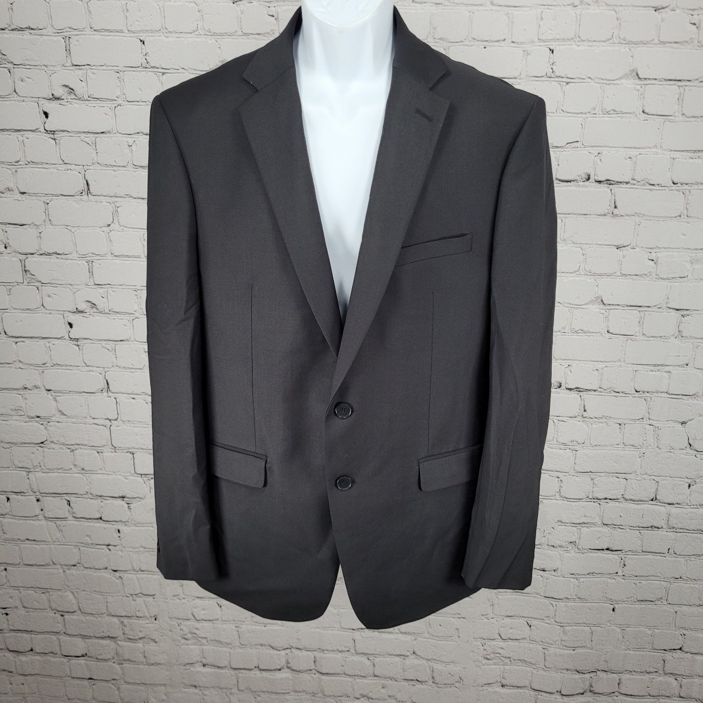 Calvin Klein Black Wool Stretch 2 Button Vented Notch Blazer Sport Coat 44R
