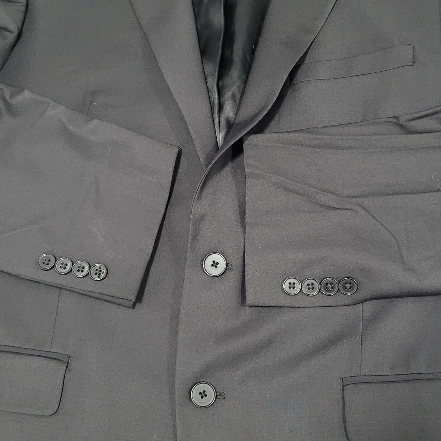 Calvin Klein Black Wool Stretch 2 Button Vented Notch Blazer Sport Coat 44R