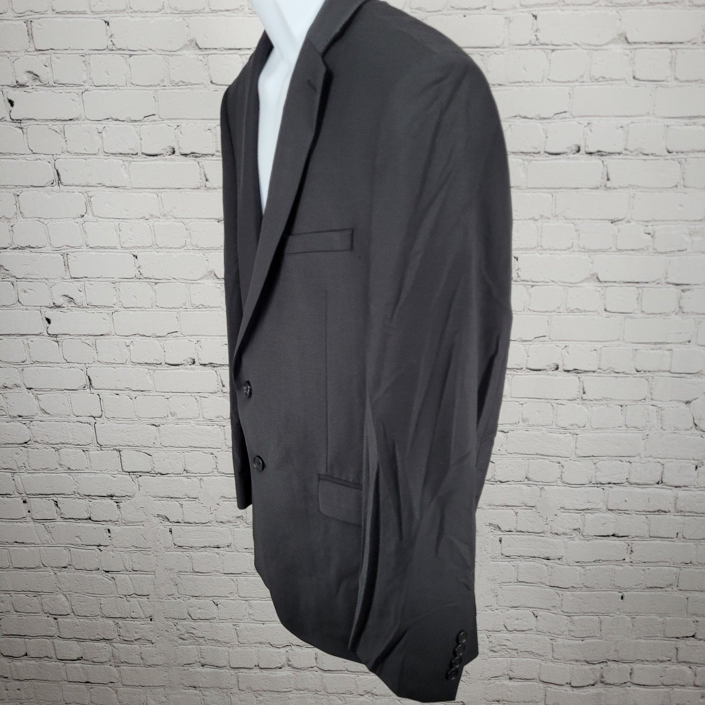 Calvin Klein Black Wool Stretch 2 Button Vented Notch Blazer Sport Coat 44R